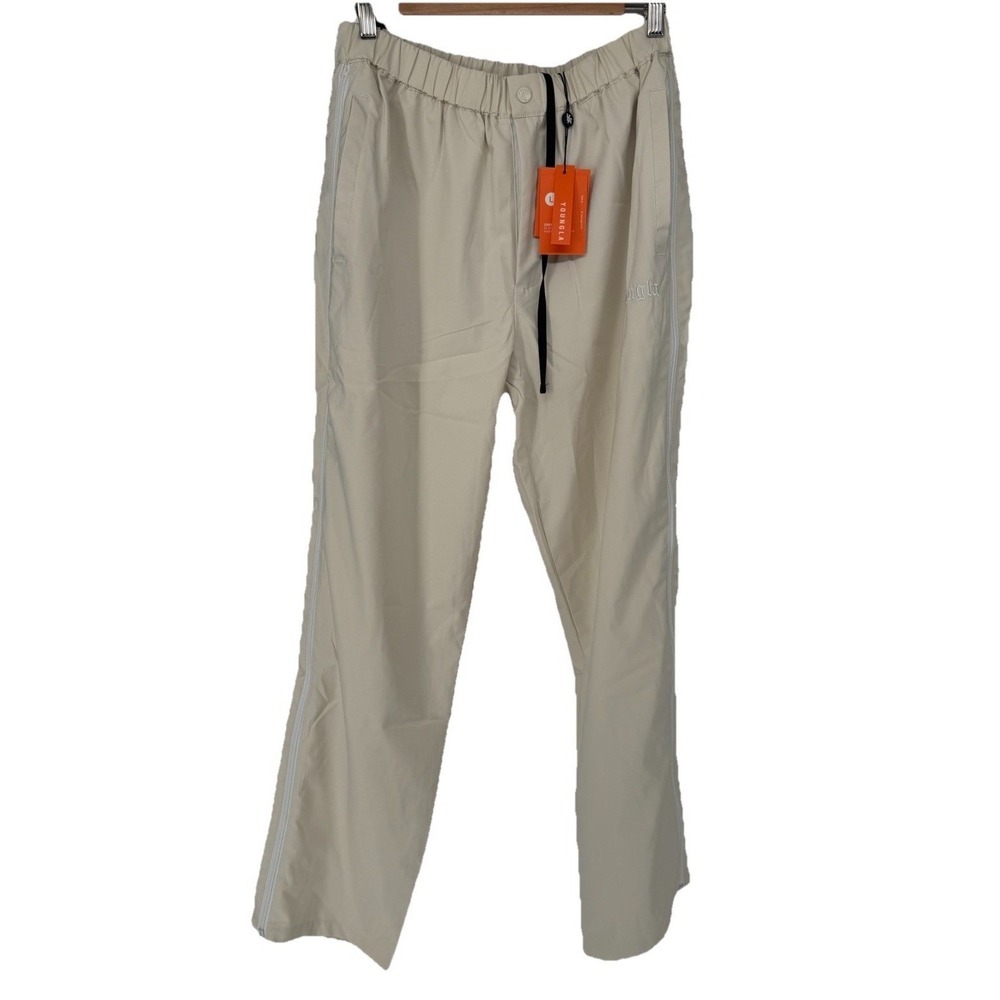 YoungLA Mens Beige Side Zip Track Pants Lightweight Mesh Lined Size Large NEW